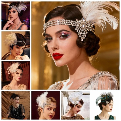 1920s headband feather bridal - headband,